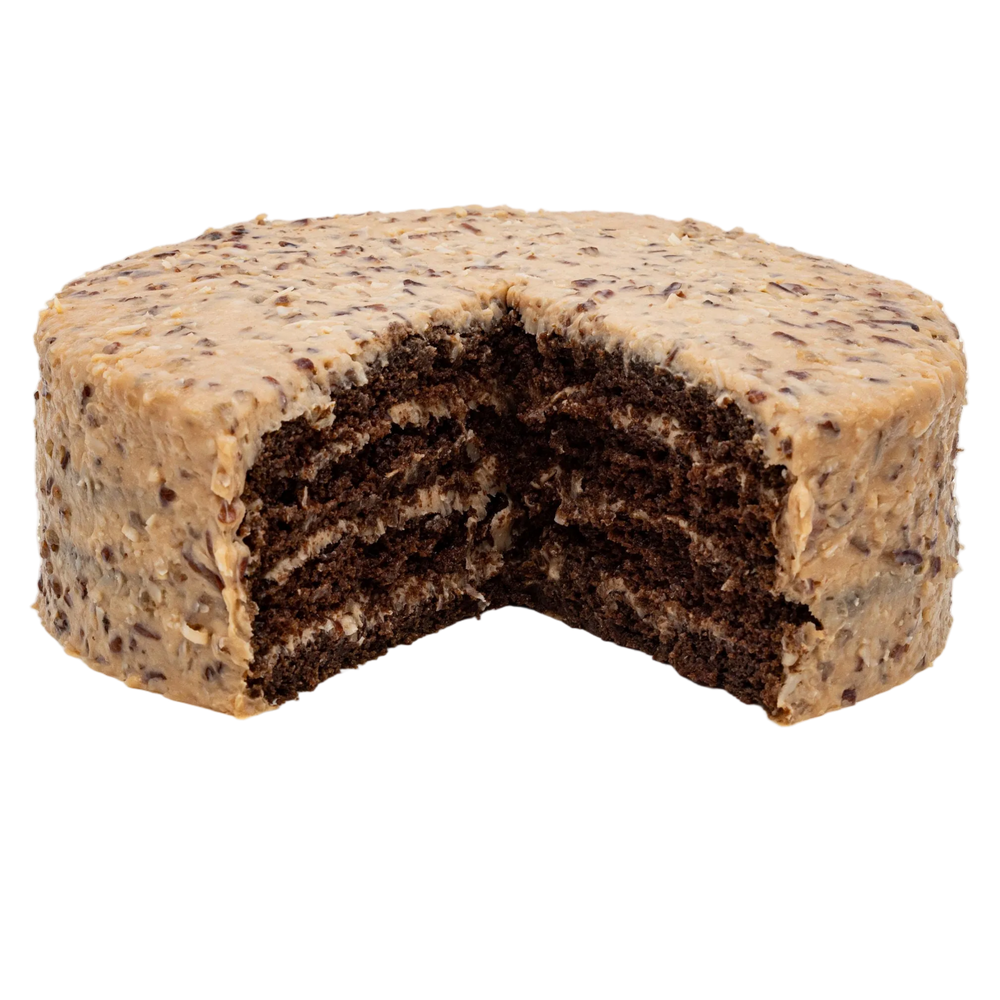 Frost Bake Shop from-scratch German chocolate layer cake with coconut and pecan frosting