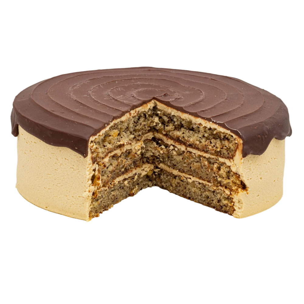 Frost Bake Shop from-scratch Memphis Cream cake with peanut butter frosting and chocolate ganache